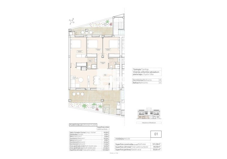 Obra Nueva - Bungalow en planta baja - Hondón de las Nieves - El Salero