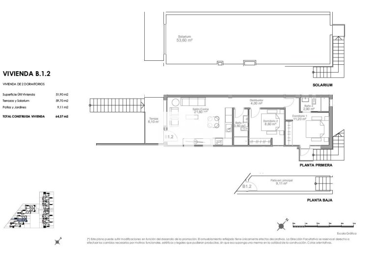 Neubau - Bungalow im obersten Stockwerk - Puerto de Mazarron - Playa Negra