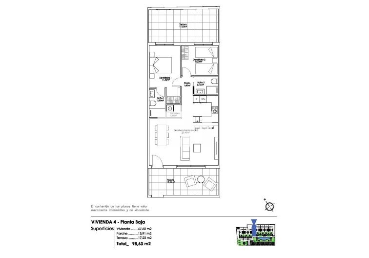 Obra Nueva - Bungalow en planta baja - Pilar de la Horadada - Parque Ramon eugenio Escudero